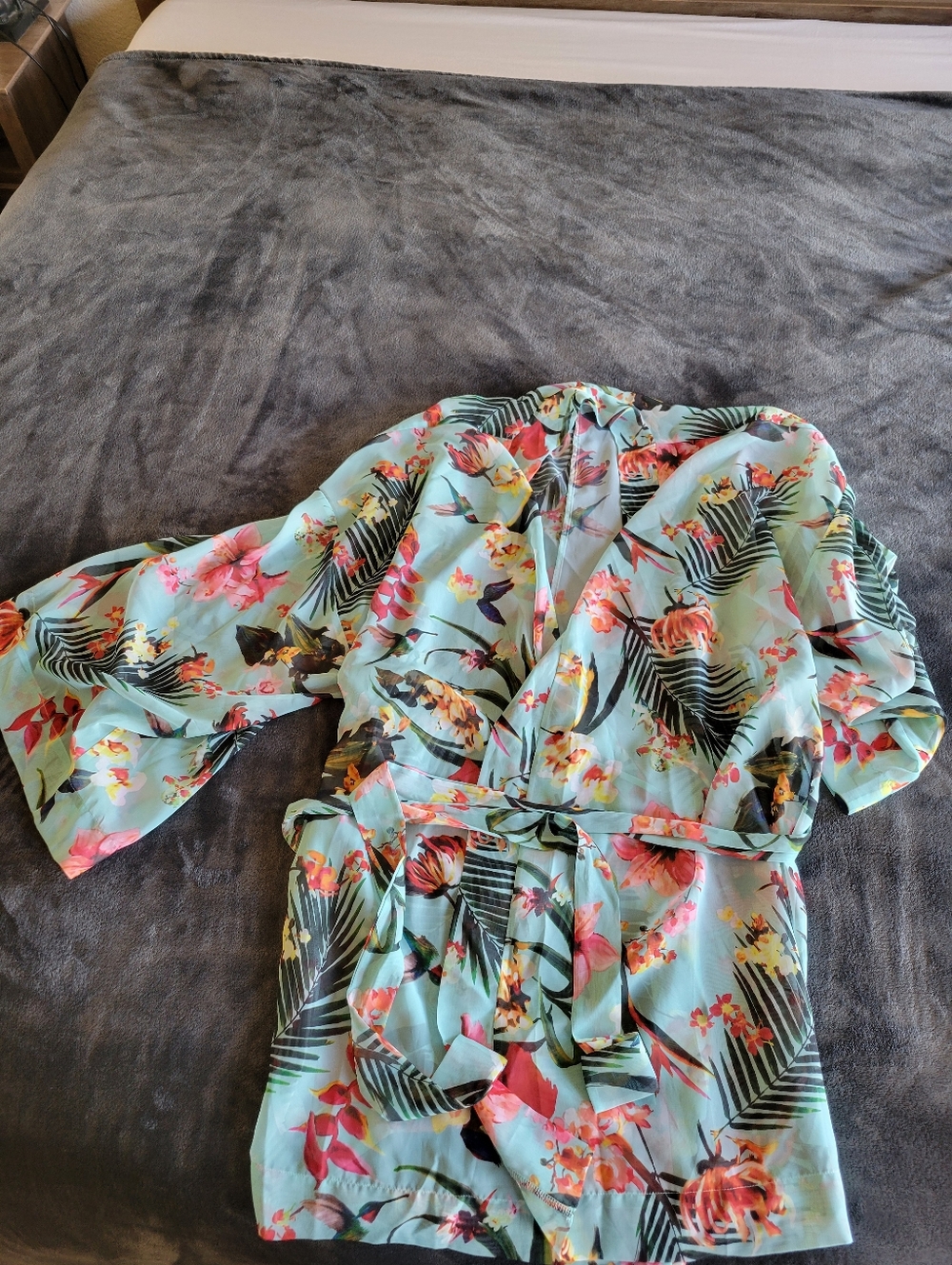 Lane Bryant Tropical Floral Print Knee-Length Robe